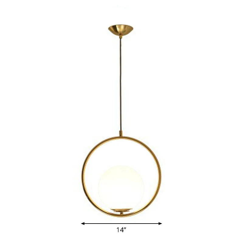 Ball Kitchen Down Lighting Hanglamp Melkachtig glas Moderne hangende plafondlamp met enkele lamp Clearhalo