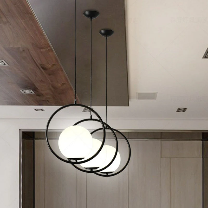 Ball Kitchen Down Lighting Hanglamp Melkachtig glas Moderne hangende plafondlamp met enkele lamp Clearhalo