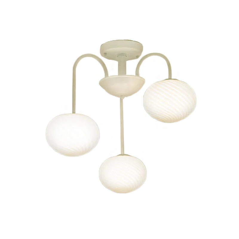 Ball matglas semi-inbouwlamp Modern stijlvol 3-lichts zwart/wit plafondmontagelamp met gebogen arm Clearhalo