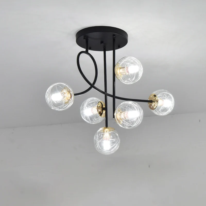 Ball semi-inbouw plafondlamp modern glas 6-lichts slaapkamer inbouwlamp Clearhalo