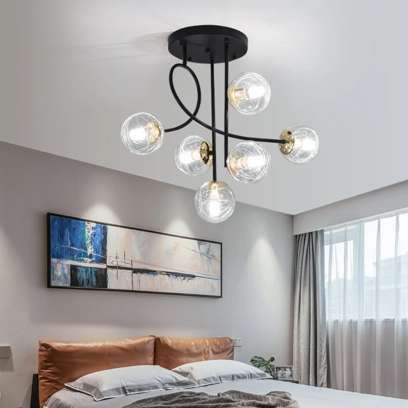 Ball semi-inbouw plafondlamp modern glas 6-lichts slaapkamer inbouwlamp Clearhalo
