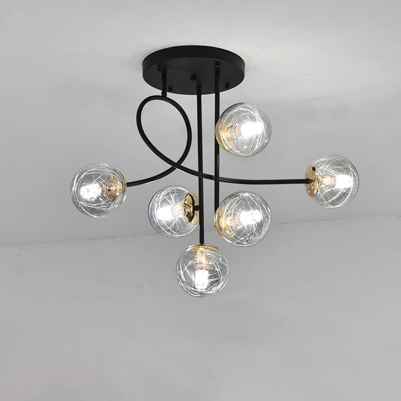 Ball semi-inbouw plafondlamp modern glas 6-lichts slaapkamer inbouwlamp Clearhalo