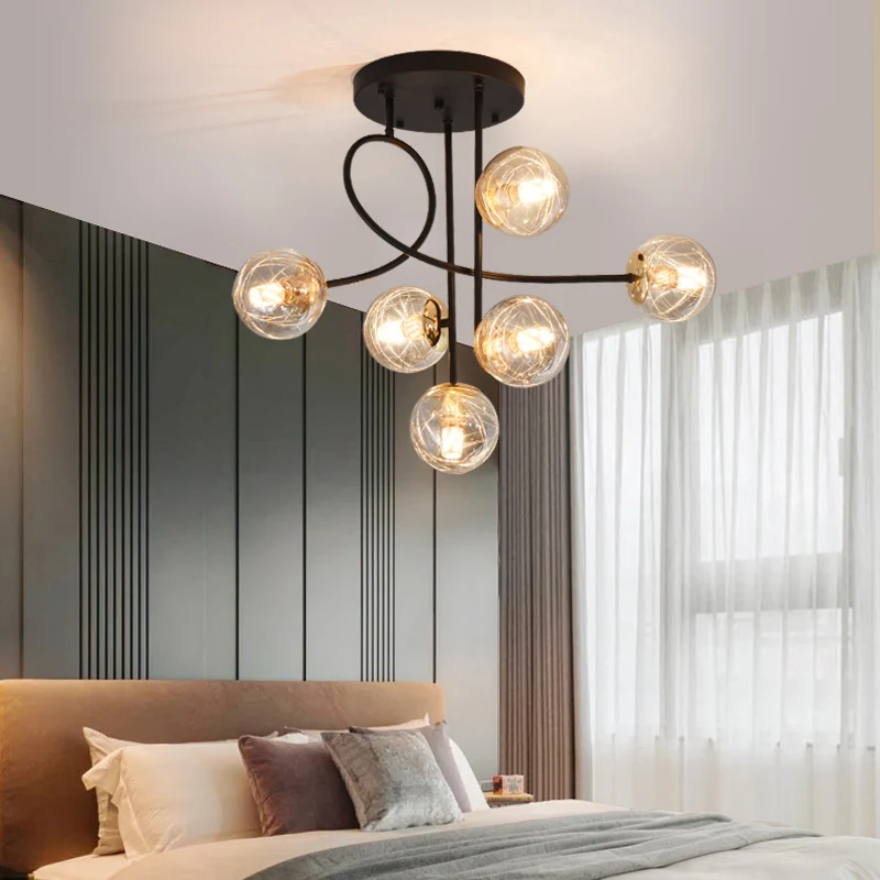 Ball semi-inbouw plafondlamp modern glas 6-lichts slaapkamer inbouwlamp Clearhalo
