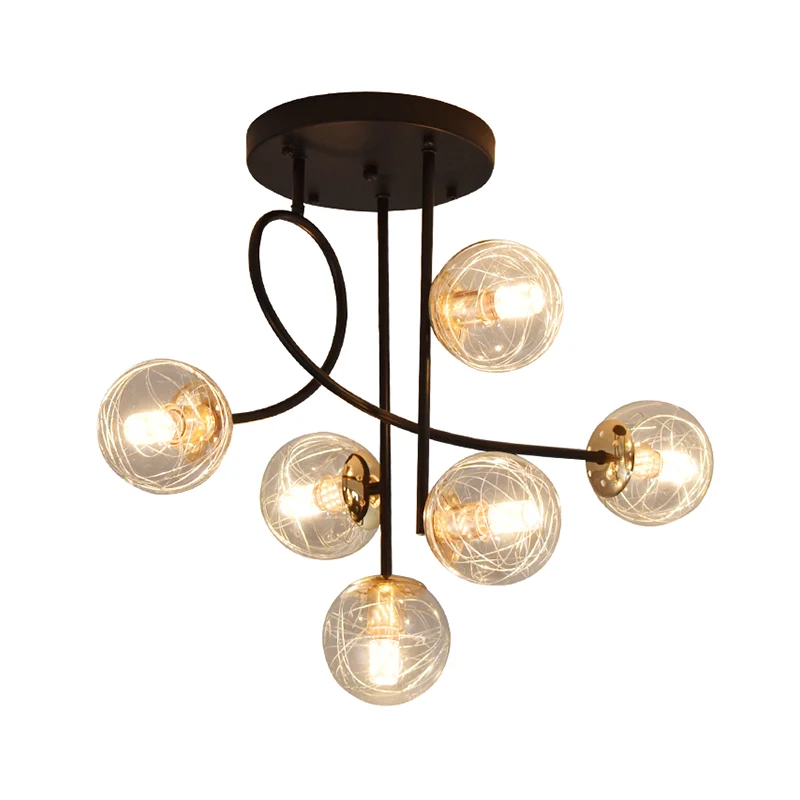 Ball semi-inbouw plafondlamp modern glas 6-lichts slaapkamer inbouwlamp Clearhalo