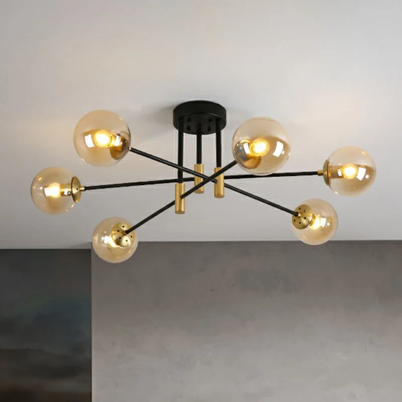 Ball Semi-inbouw plafondlamp Modern glazen 6-kops slaapkamer inbouwlamp Clearhalo