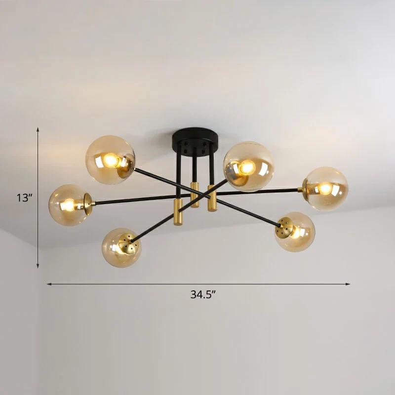 Ball Semi-inbouw plafondlamp Modern glazen 6-kops slaapkamer inbouwlamp Clearhalo