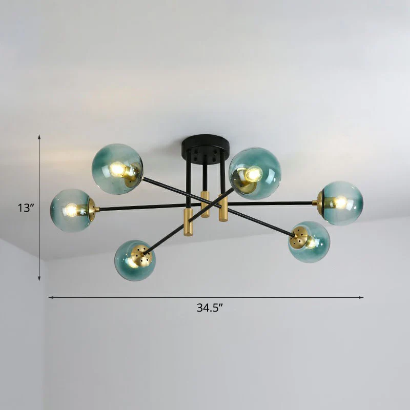 Ball Semi-inbouw plafondlamp Modern glazen 6-kops slaapkamer inbouwlamp Clearhalo