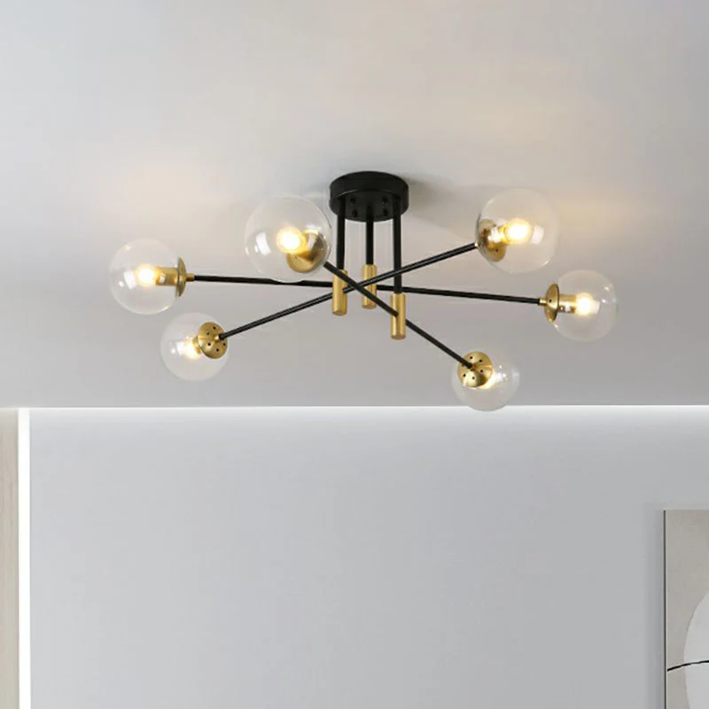 Ball Semi-inbouw plafondlamp Modern glazen 6-kops slaapkamer inbouwlamp Clearhalo