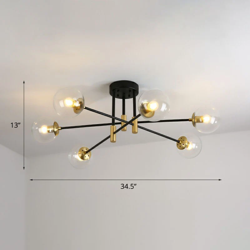 Ball Semi-inbouw plafondlamp Modern glazen 6-kops slaapkamer inbouwlamp Clearhalo