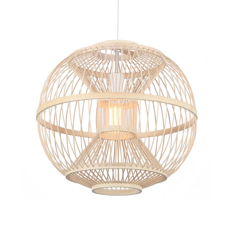 Ball Shade Eetkamer Hangende Verlichting Bamboe 1 Lamp Modernistische Stijl Plafondlamp Beige Clearhalo