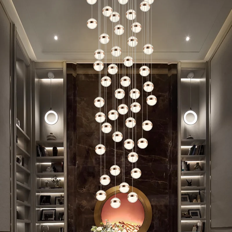 Ball Shade LED Multi-plafondlamp Kristallen trapophangingverlichting goud Clearhalo