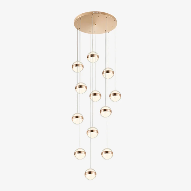 Ball Shade LED Multi-plafondlamp Kristallen trapophangingverlichting goud Clearhalo