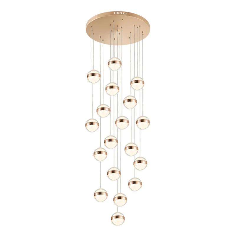 Ball Shade LED Multi-plafondlamp Kristallen trapophangingverlichting goud Clearhalo