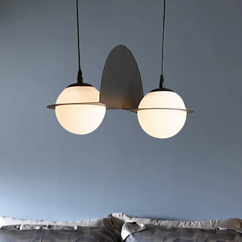 Ball witte glazen clusterhanger met recht/gebogen design modernistische 2/3 lichts zwarte led-hanglamp Clearhalo