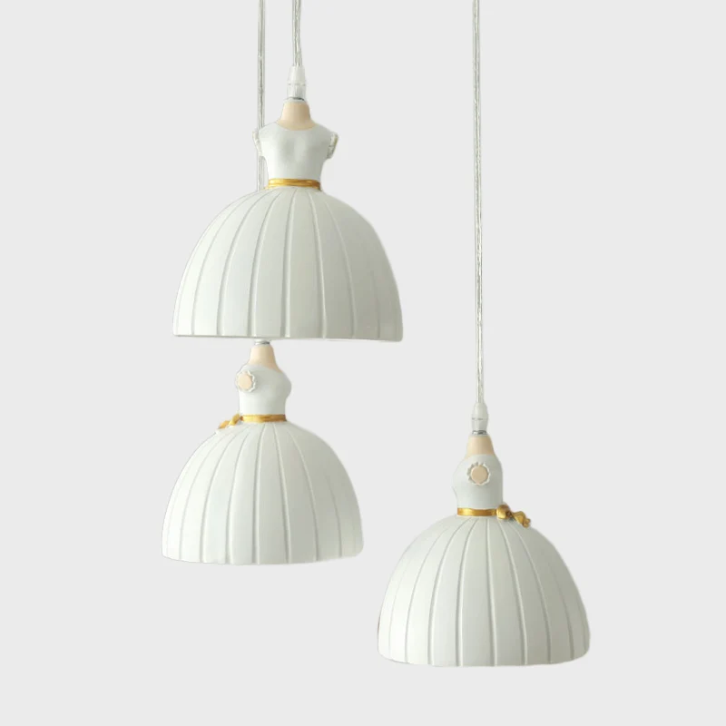Balletrok cluster hanglamp kinderhars 3-koppige meisjeskamer plafondhanglamp wit Clearhalo