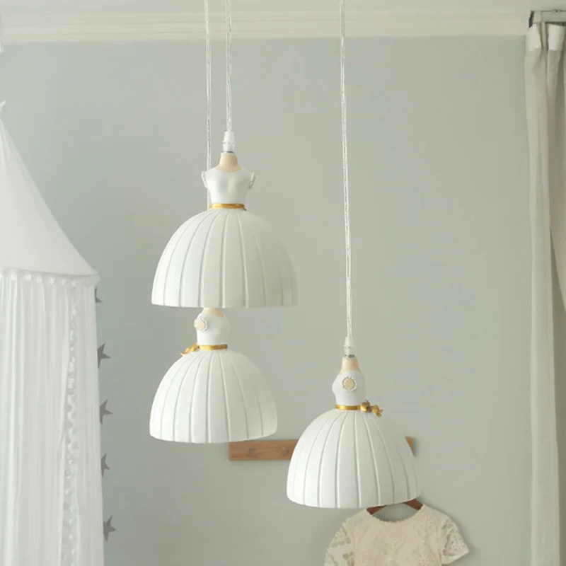 Balletrok cluster hanglamp kinderhars 3-koppige meisjeskamer plafondhanglamp wit Clearhalo