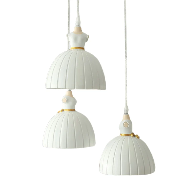 Balletrok cluster hanglamp kinderhars 3-koppige meisjeskamer plafondhanglamp wit Clearhalo