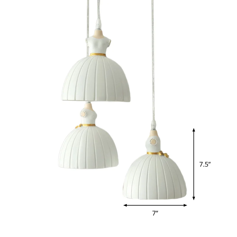 Balletrok cluster hanglamp kinderhars 3-koppige meisjeskamer plafondhanglamp wit Clearhalo