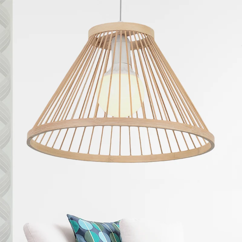 Bamboe conische schaduw hanglamp moderne stijl 1 lamp beige hanglamp voor woonkamer Clearhalo