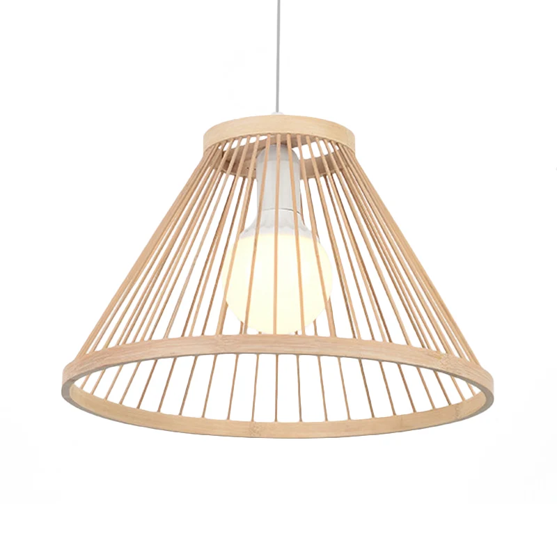 Bamboe conische schaduw hanglamp moderne stijl 1 lamp beige hanglamp voor woonkamer Clearhalo
