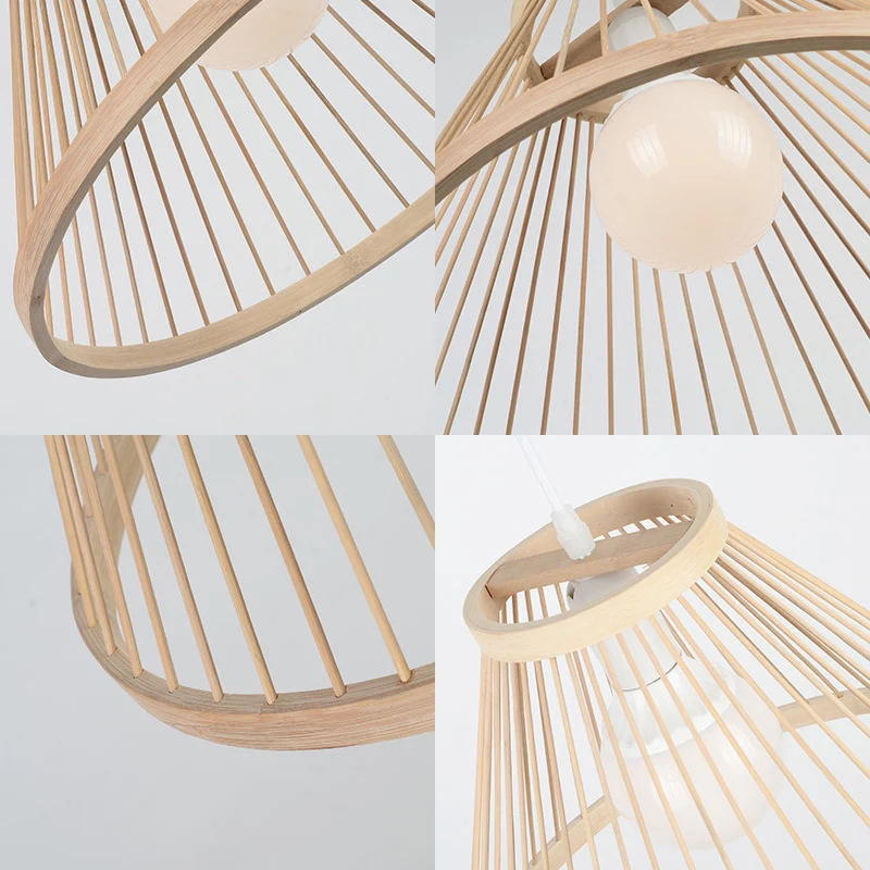 Bamboe conische schaduw hanglamp moderne stijl 1 lamp beige hanglamp voor woonkamer Clearhalo