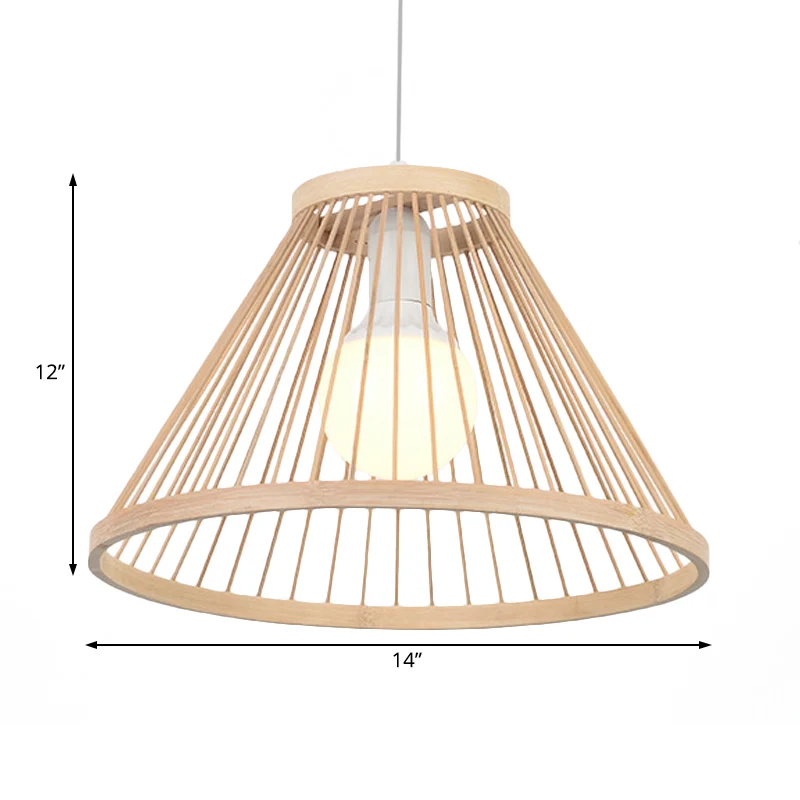 Bamboe conische schaduw hanglamp moderne stijl 1 lamp beige hanglamp voor woonkamer Clearhalo