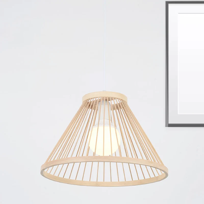 Bamboe conische schaduw hanglamp moderne stijl 1 lamp beige hanglamp voor woonkamer Clearhalo