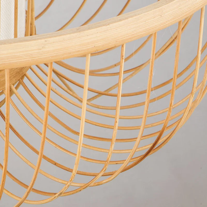 Bamboe gebogen trommel ophanglamp Eenvoud 1-lichts houten hanglamp Clearhalo