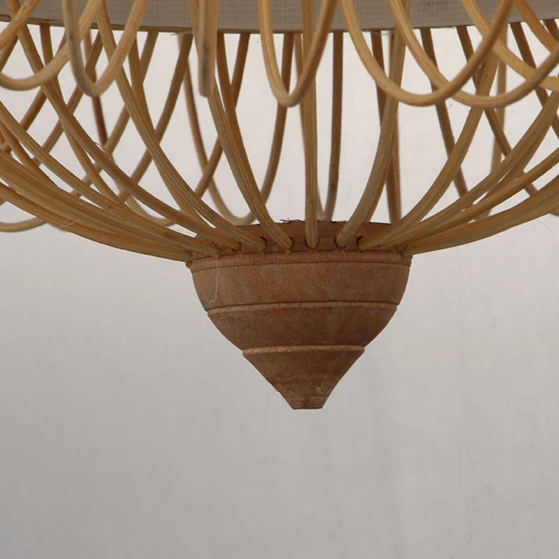 Bamboe gebogen trommel ophanglamp Eenvoud 1-lichts houten hanglamp Clearhalo