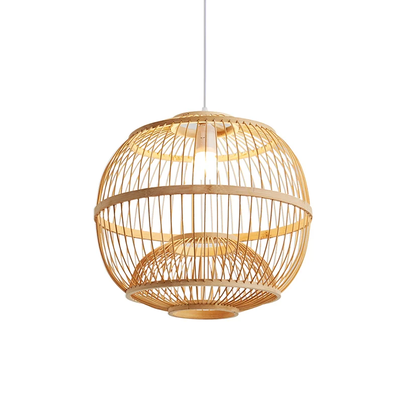 Bamboe Globe Suspension Light Simplicity 1-lichts houten hanglamp voor restaurant Clearhalo