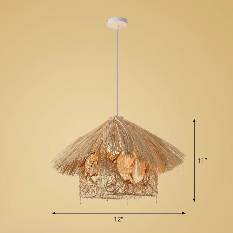 Bamboe handgemaakte hanglamp Eenvoud 1-lichts hanglamp hout Clearhalo