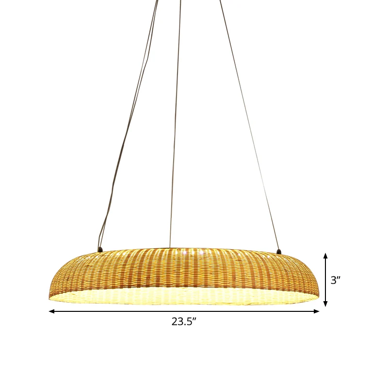 Bamboe handgeweven hanglamp Chinese LED-hanglamp beige voor eetkamer Clearhalo