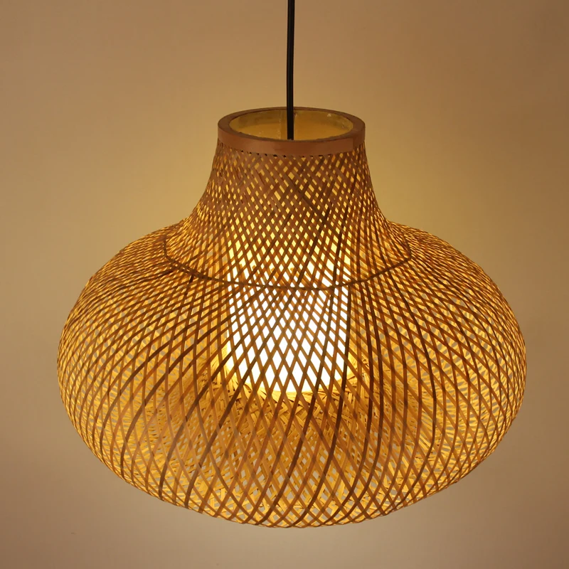 Bamboe handgeweven hanglamp Japanse plafondlamp met 1 kop vlas Clearhalo