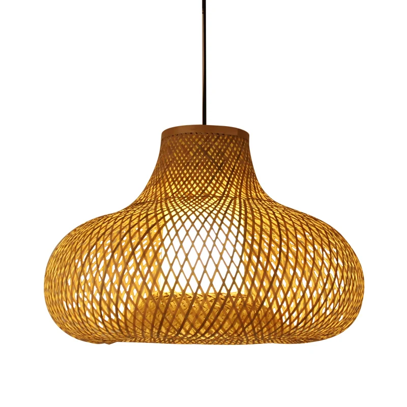 Bamboe handgeweven hanglamp Japanse plafondlamp met 1 kop vlas Clearhalo