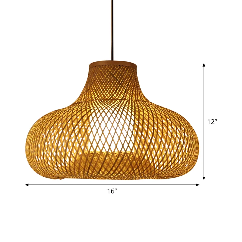 Bamboe handgeweven hanglamp Japanse plafondlamp met 1 kop vlas Clearhalo
