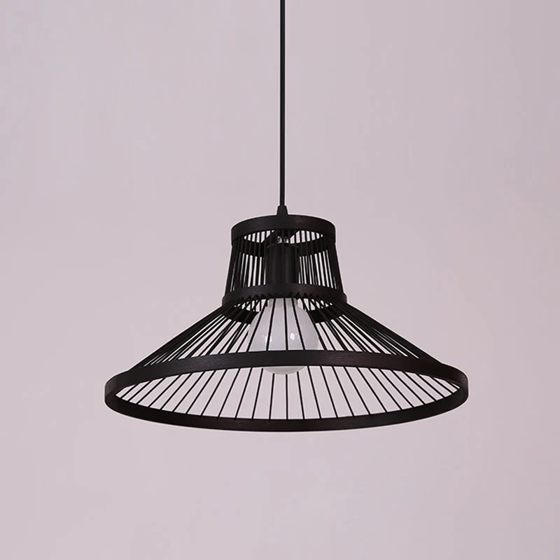 Bamboe kooistijl hanglamp Chinese 1-lichts zwarte plafondophanglamp Clearhalo