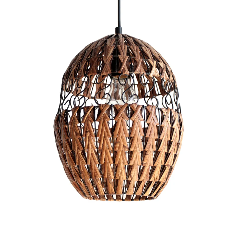 Bamboe lasergesneden hanglamp Japanse plafondlamp met 1 kop bruin Clearhalo
