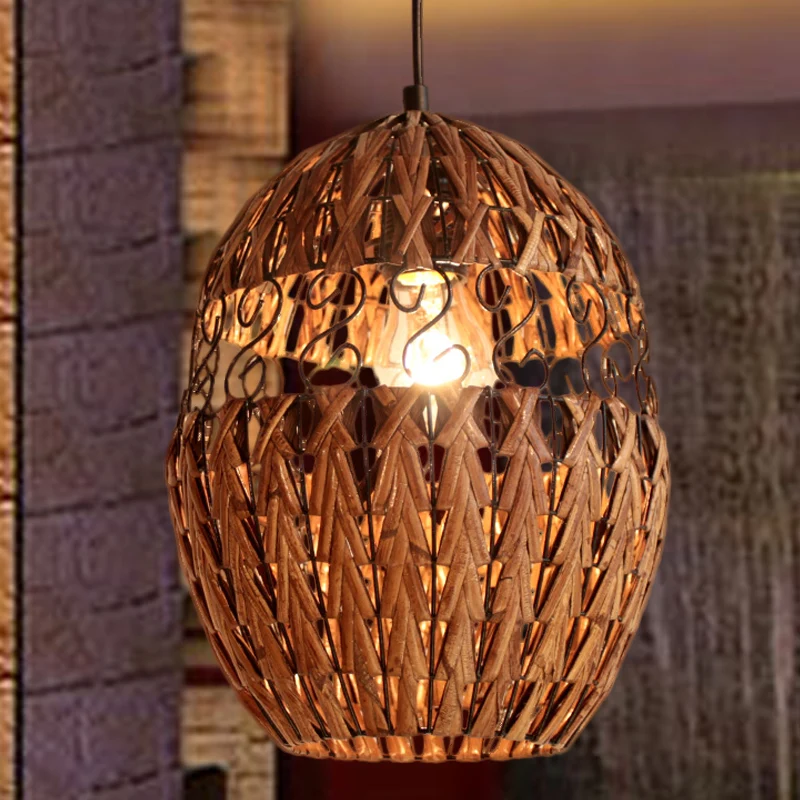Bamboe lasergesneden hanglamp Japanse plafondlamp met 1 kop bruin Clearhalo