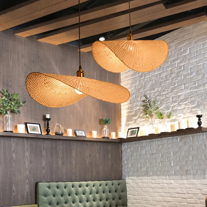 Bamboe Lotusblad Plafondlamp Moderne Stijl Houten Hangende Hanglamp Met Eén Lamp Clearhalo