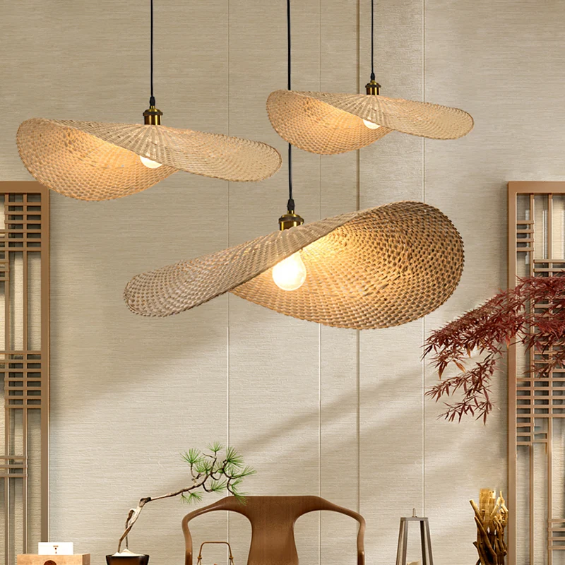 Bamboe Lotusblad Plafondlamp Moderne Stijl Houten Hangende Hanglamp Met Eén Lamp Clearhalo