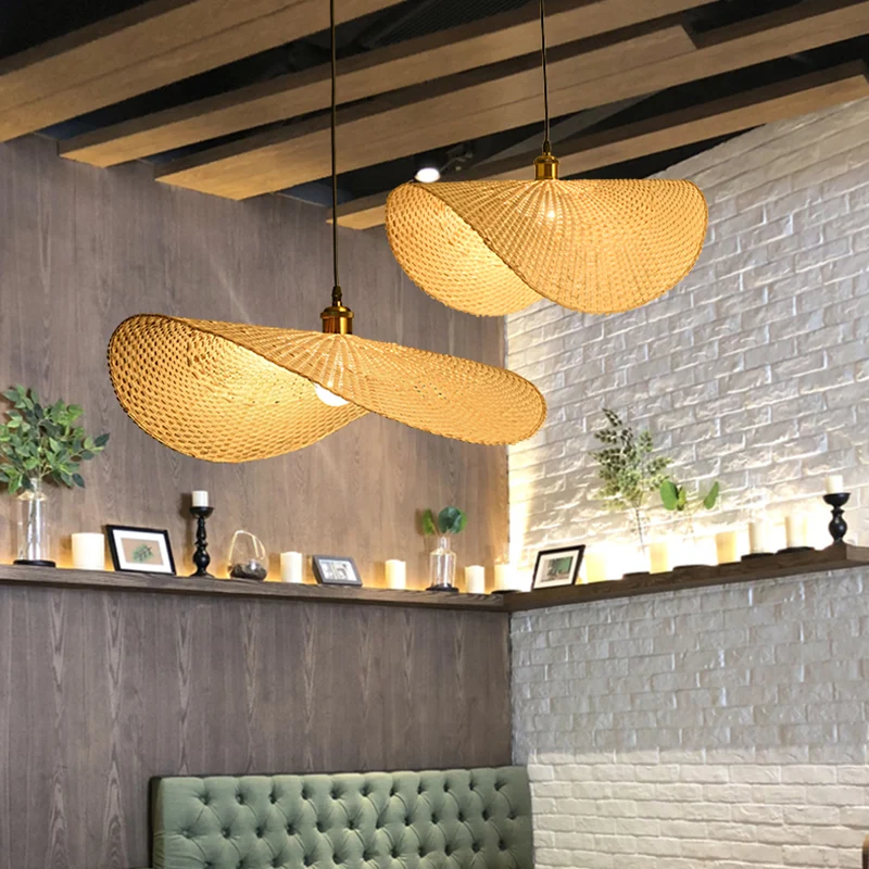 Bamboe Lotusblad Plafondlamp Moderne Stijl Houten Hangende Hanglamp Met Eén Lamp Clearhalo