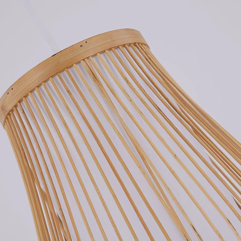 Bamboe Peer Plafondverlichting Aziatische Stijl 1 Lamp Houten Hanglamp voor Restaurant Clearhalo