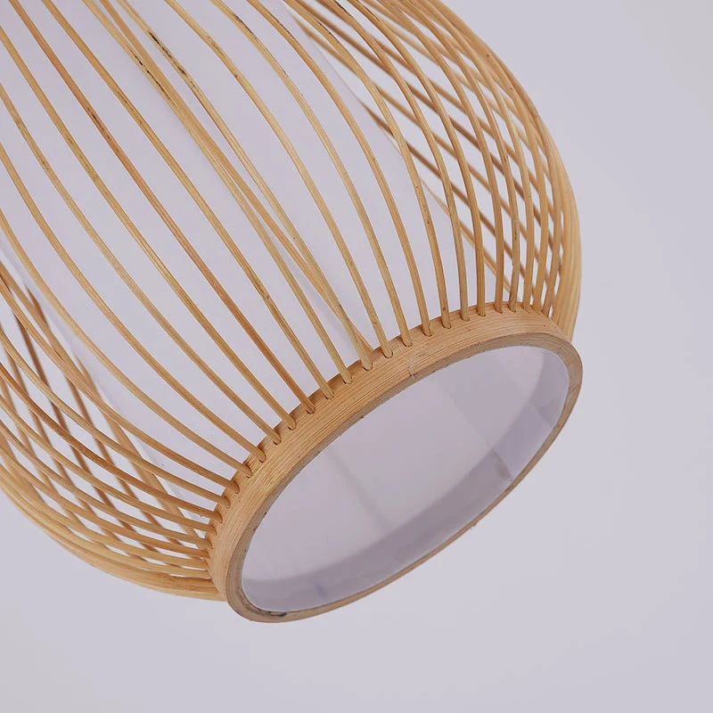 Bamboe Peer Plafondverlichting Aziatische Stijl 1 Lamp Houten Hanglamp voor Restaurant Clearhalo