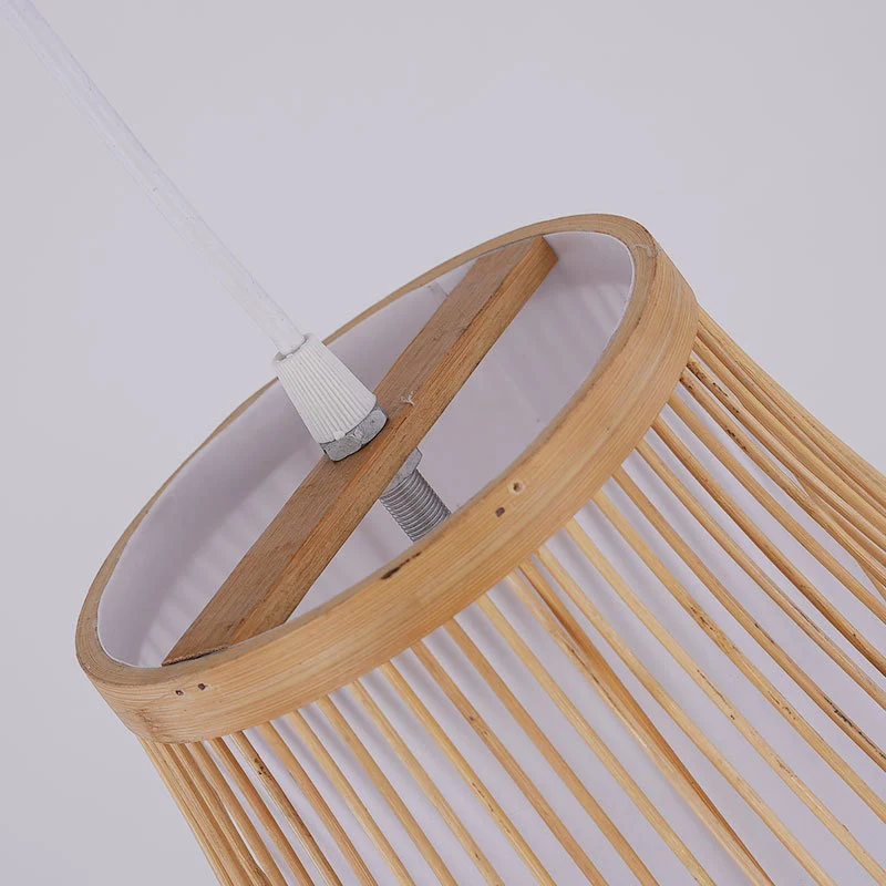 Bamboe Peer Plafondverlichting Aziatische Stijl 1 Lamp Houten Hanglamp voor Restaurant Clearhalo