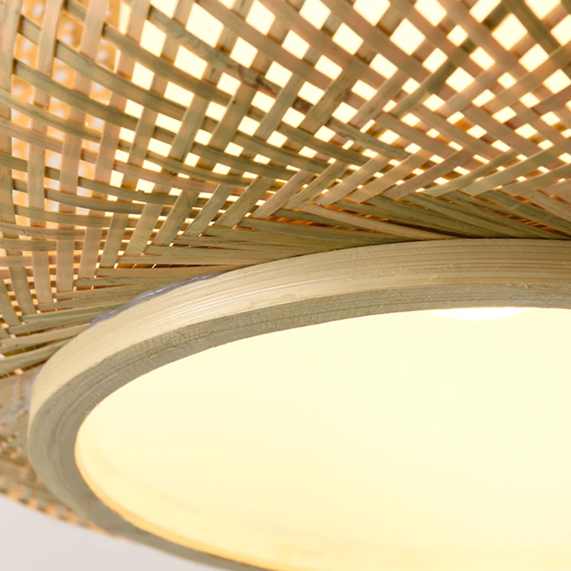 Bamboe en rotan weeftrommel hangende lichte hanglamp Aziatische stijl met 1 lichtaccent beige Clearhalo