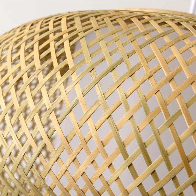Bamboe en rotan weeftrommel hangende lichte hanglamp Aziatische stijl met 1 lichtaccent beige Clearhalo