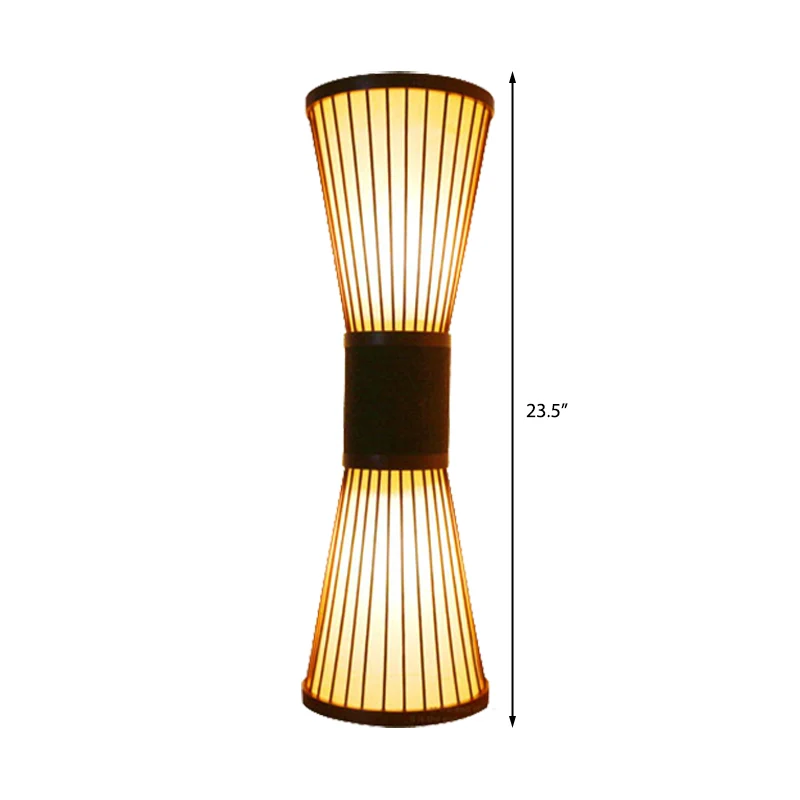 Bamboe zandloper schanslicht modern 2 lampen wandverlichtingsarmatuur brons voor woonkamer Clearhalo