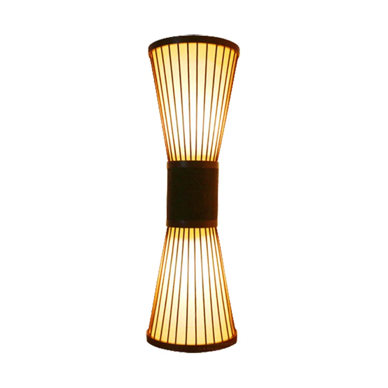 Bamboe zandloper schanslicht modern 2 lampen wandverlichtingsarmatuur brons voor woonkamer Clearhalo