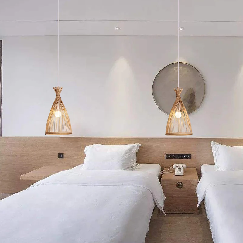 Bamboo Bell Suspension Lighting Minimalistisch 1��Hoofdhangend plafondlicht voor theesalon Clearhalo