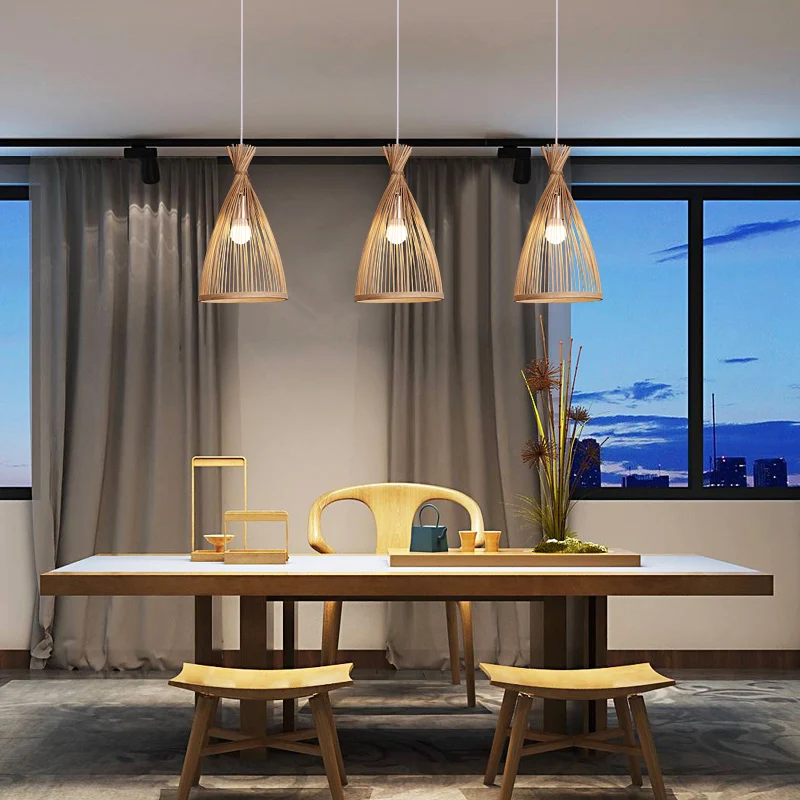 Bamboo Bell Suspension Lighting Minimalistisch 1��Hoofdhangend plafondlicht voor theesalon Clearhalo